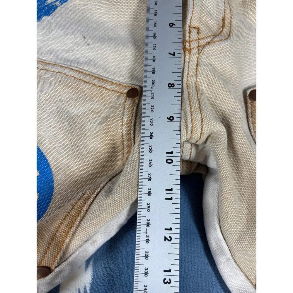 Polar Frostiez Tan Canvas Peace Sign Paint Splatter Double Knee Pants Size 32